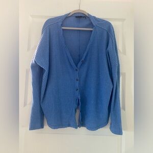 Urban Outfitters Women’s Sky Blue Jojo thermal Button-Up Cardigan - Medium